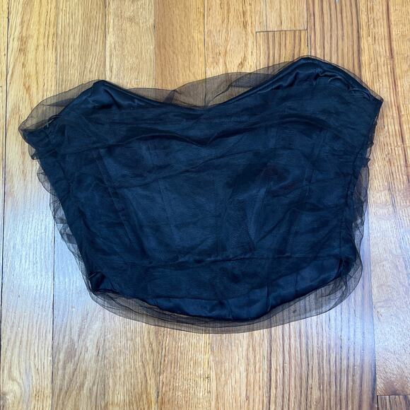 Zara Corset Boning Cropped Draped Tule Strapless Party Club Mini Top Lingerie - Picture 2 of 6